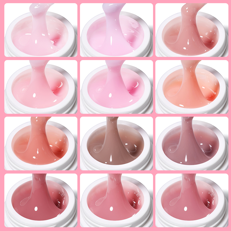 UR SUGAR 15ml กล่องขยายเล็บเจลลี่สีชมพูสีขาวใส UV GEL Hard GEL เจลเล็บนิ้วมือภาษาฝรั่งเศสคําเล็บเล็บ
