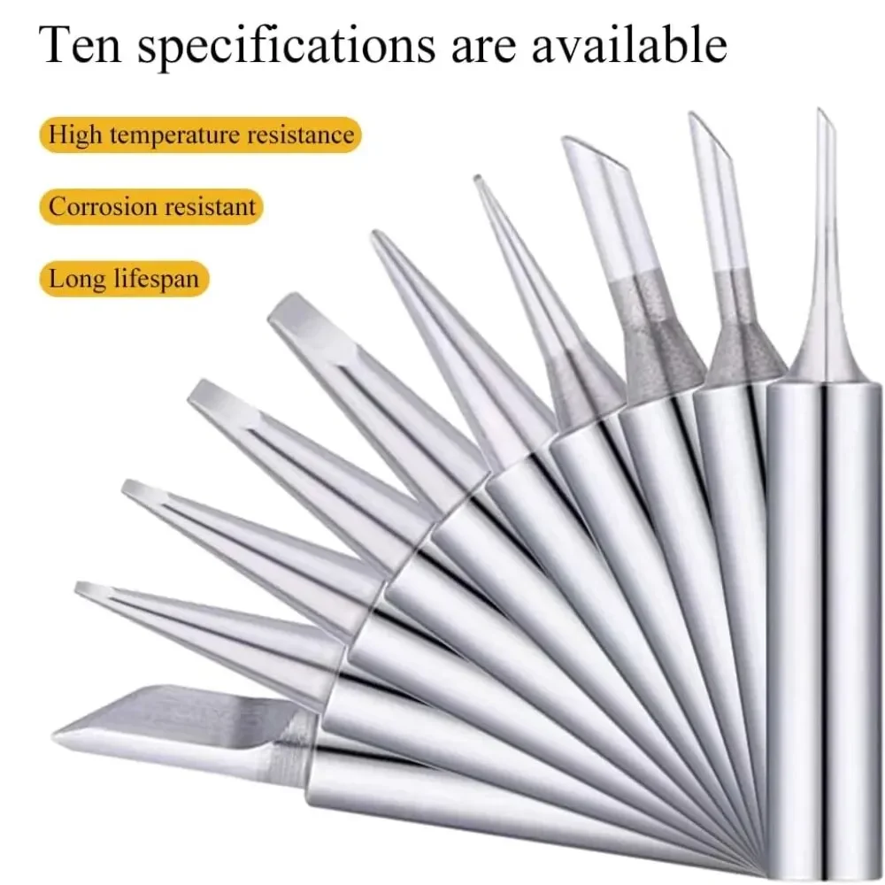 ‌11-Piece 900M Lead-Free Solder Iron Tips with Replaceable Cores & Sleeves - Compatible with Soldering Stations‌