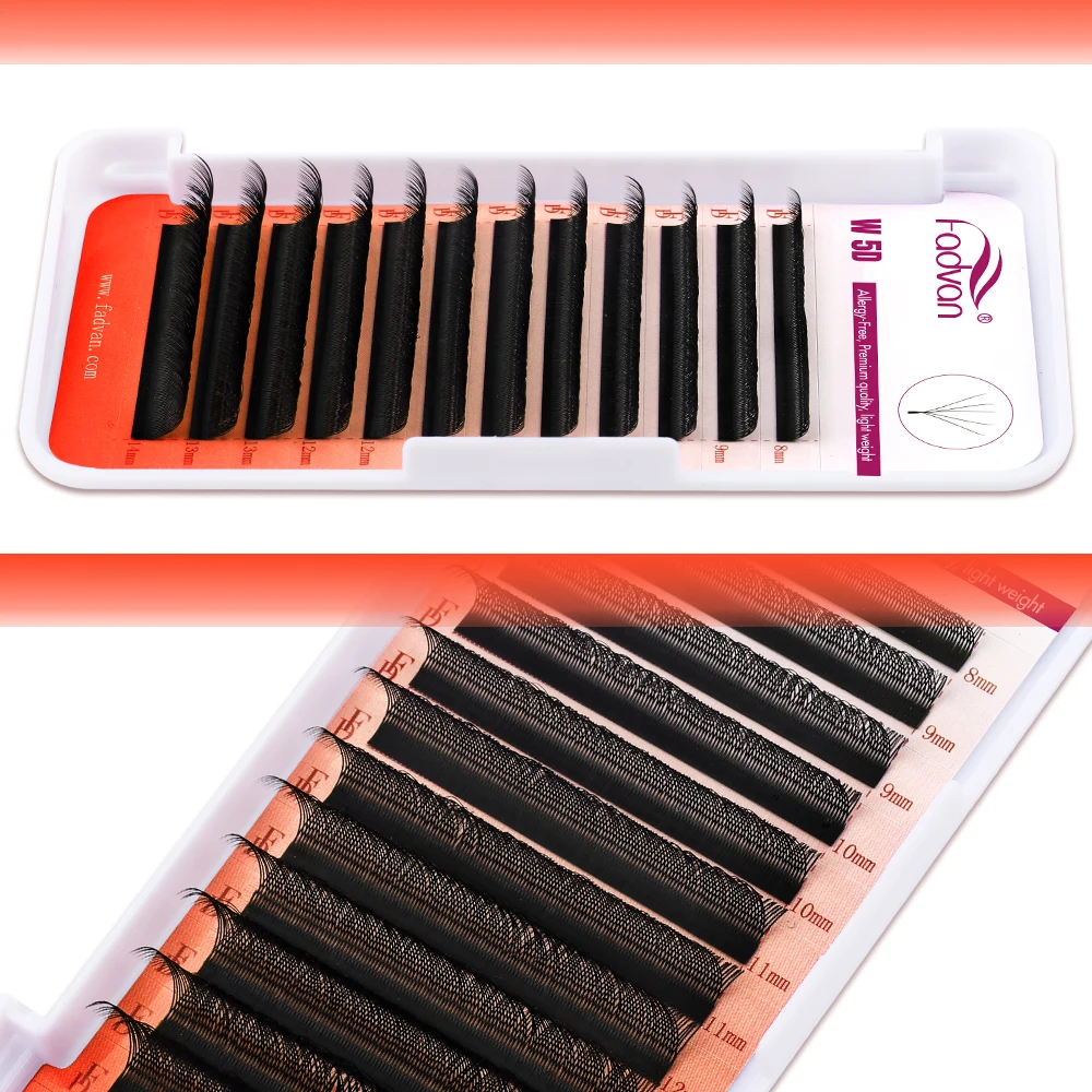 FADVAN 5D Lashes W Shaped Eyelashes Natural Premade Volume Fans C/D/L/M Curl W Shape Eyelash Extensions