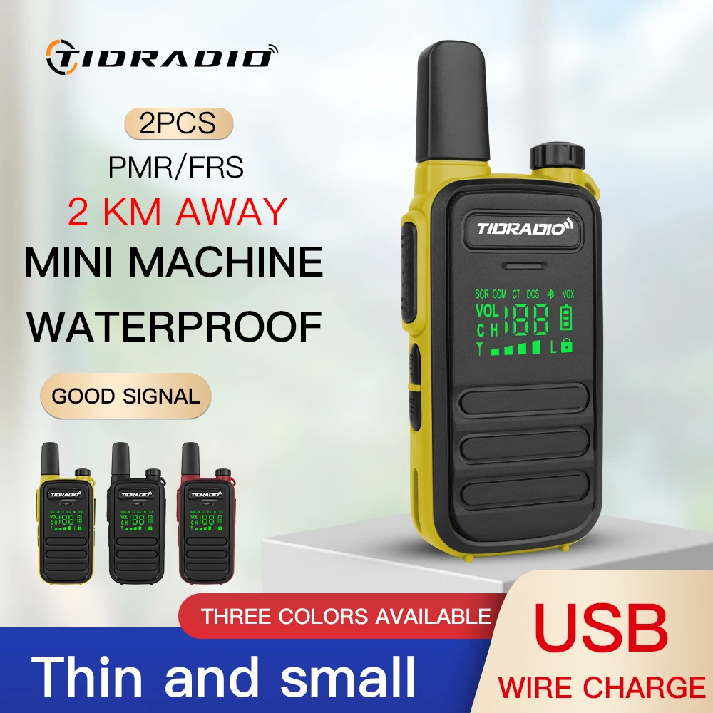 TIDRADIO M11 2PCS PMR/FRS Tragbares Mini-Walkie-Talkie IP55 Wasserdicht Lizenzfrei NOAA Drahtlose Programmierung Mini-Radio
