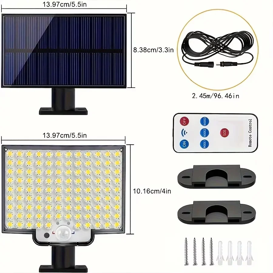 Super Bright 106 LED Solar Split Wall Lamp 3 Modes Waterproof Motion Sensor Lamps Solar Lamp For Garden Patio Garage Backyard