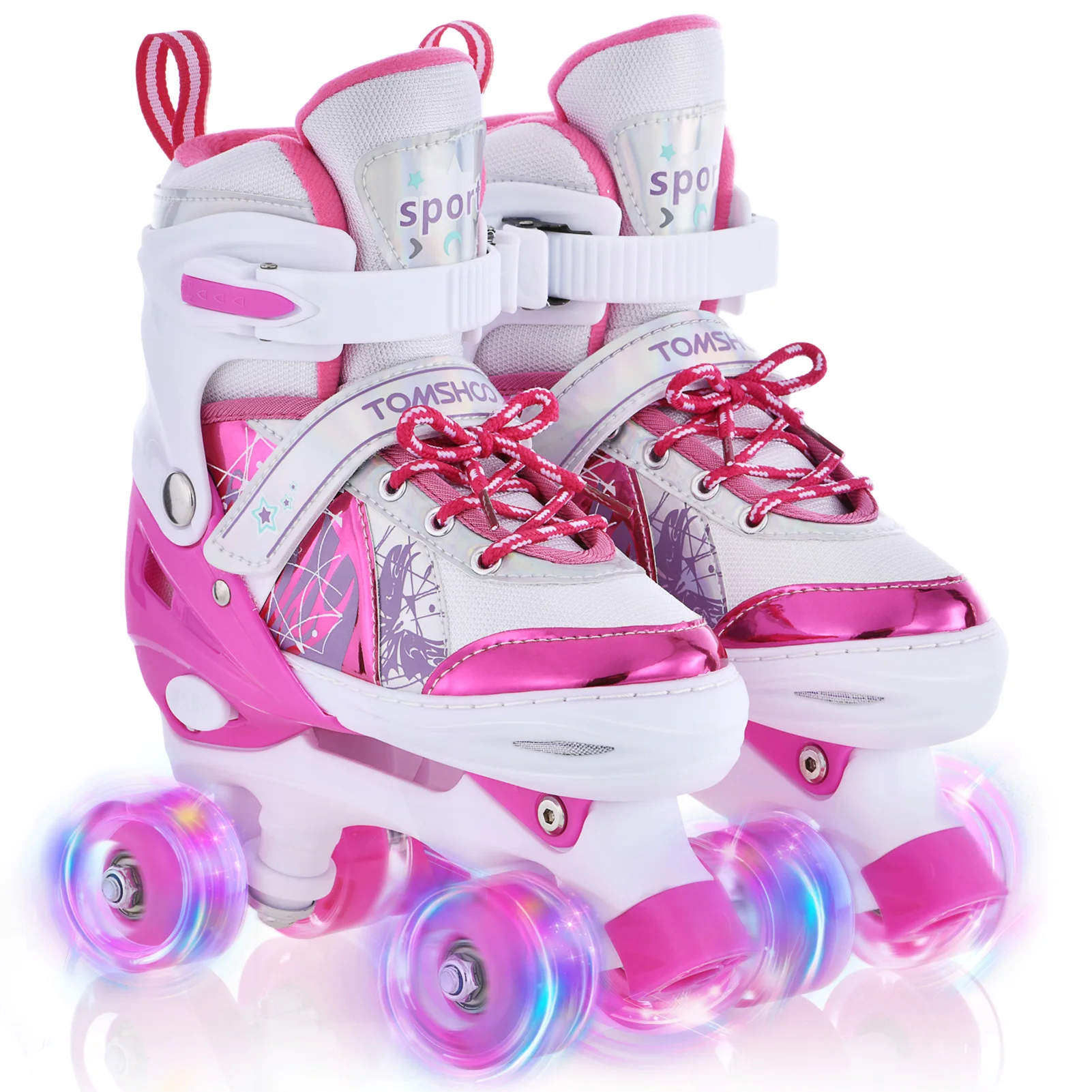 Tomshoo Rolschaatsen voor kinderen Meisjes Jongens 4 Maat Verstelbaar Licht Up Kinderrolschaats Schoenen Schaatsen 4 Wielen Meisje Kerstcadeau