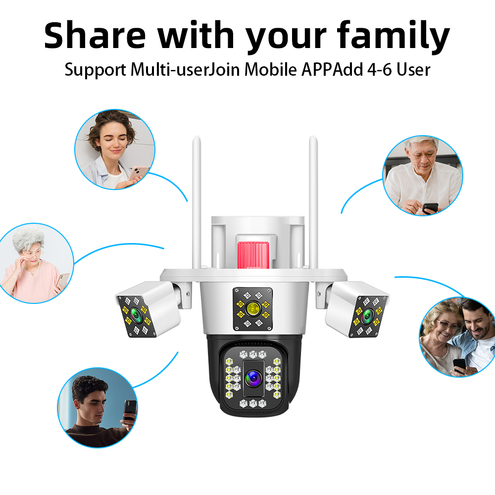 Linook12MP 6K 3 lenses waterproof CCTV outdoor WIFI phone network camera PTZ 360 intelligent camera security protection camera