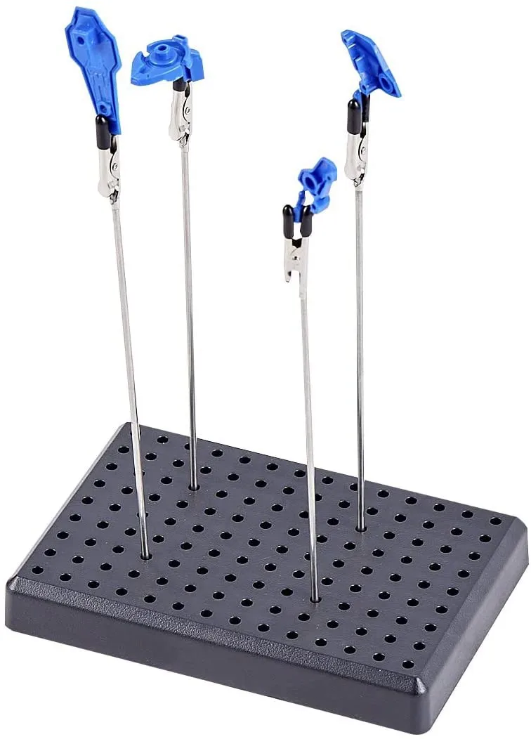 JOYSTAR-barras de Clip de cocodrilo de alta calidad, 10 piezas, con soporte de Base para aerógrafo, modelo de Hobby, piezas, modelos de montaje