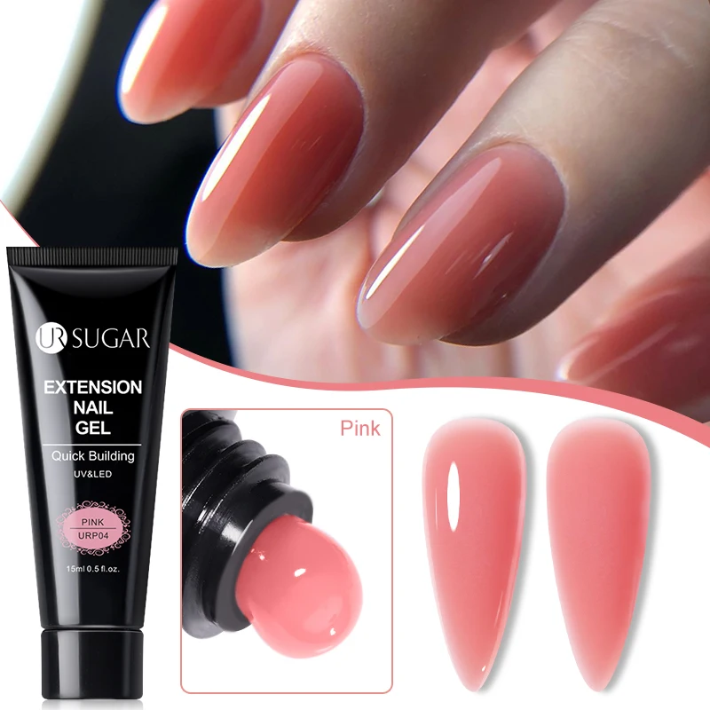 UR SUGAR-esmalte de uñas en Gel, extensión de 15ml, camuflaje, color rosa desnudo, semipermanente, UV, Gel duro, barniz acrílico para prolongar los dedos