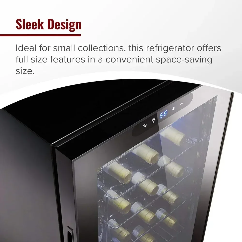 24-Bottle Compressor Wine Cooler with Upright Bottle Storage - Freestanding Wine Refrigerator with Digital Touchscreen