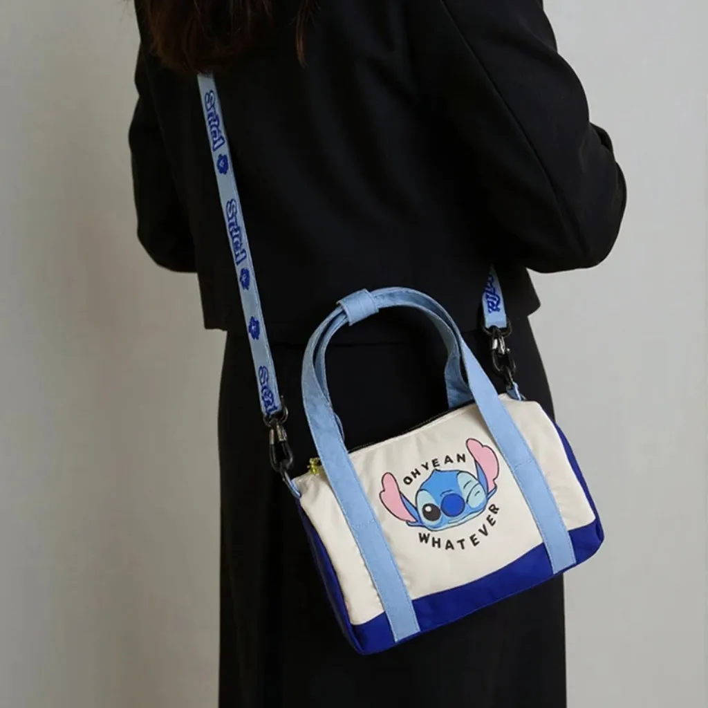 Miniso ponto lona bolsa de ombro para mulheres dos desenhos animados morango urso casual crossbody saco diário deslocamento presente para crianças natal