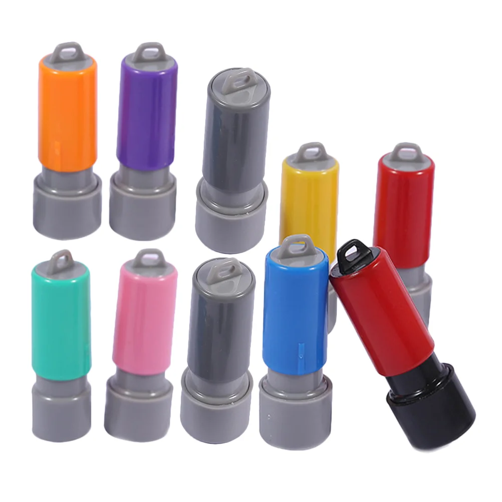 10 ชิ้นซีลกรณี Self Ink แสตมป์วันหยุดอุปกรณ์เสริม DIY พร้อม Pad Mini รอบซีลเปล่าแกะสลัก