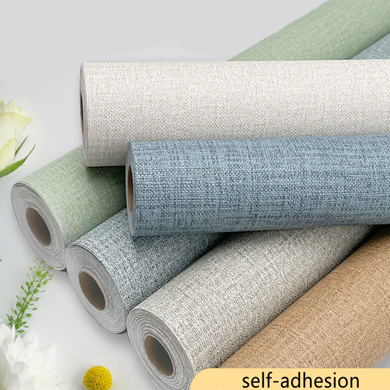 Papel tapiz autoadhesivo con patrón de lino, pegatinas impermeables gruesas, papel tapiz de lino de imitación, pegatinas autoadhesivas para pared del hogar