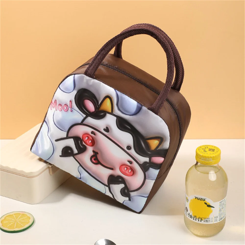 Cartoon Bento Bag 3D Three-dimensional Pattern Lunch Box Bag Large Capacity Lunch Bag with Lunch Foil Insulation