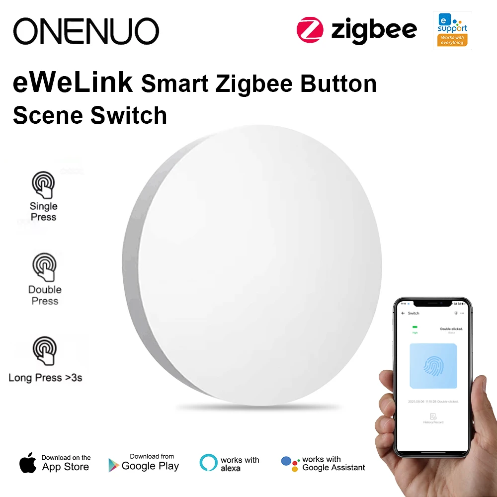 Zigbee Smart Push Button Wireless Switch Include Battery Remote Control Automation Scenario Switch with Ewelink APP Control