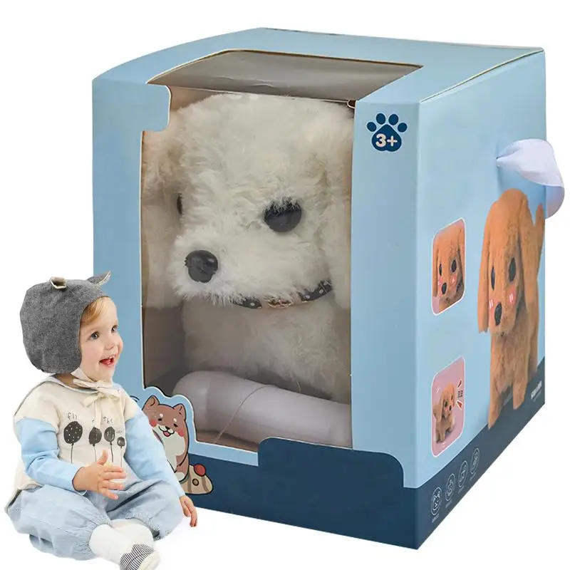 Realistic Plush Simulation Smart Dog Children Toy Can Walking And Call Electric Plush Robot Pet Dog Toddler Christmas Gift 0-7