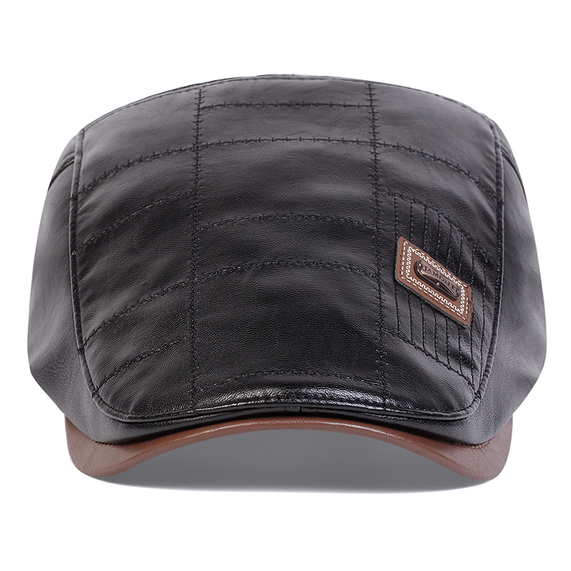 Gorras Retro de cuero Pu para hombre, gorras de vendedor de periódicos con etiquetado de JAMONT, sombreros de pintores británicos, gorra plana ajustable lateral para primavera y otoño, boinas de Hip Hop