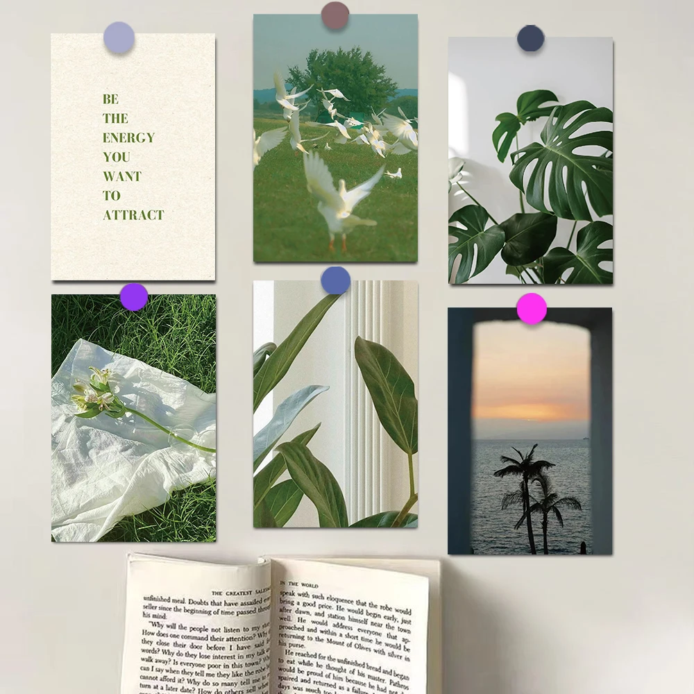 10×15CM 10PCS Green Little Fresh Stickers Painting Card Room Living Room Decor Skateboard Streetwear Coffee Dormitory Sticker