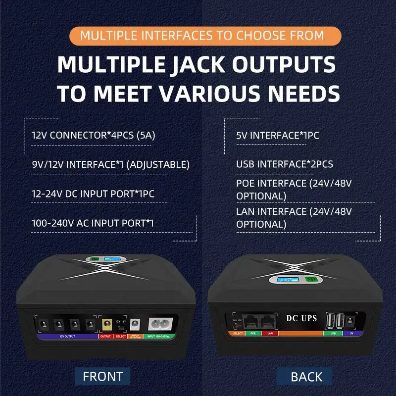 45 ワット 60 ワット 100 ワット 120 ワット閉回路テレビ無停電電源装置ミニ Ups 5v 9v 12v 24v カメラ用