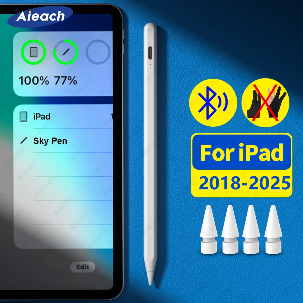 Para lápices Apple lápiz Bluetooth para iPad 2018-2025 escritura dibujo para Apple Pencil 2 iPad Pen con detección de inclinación rechazo de palma