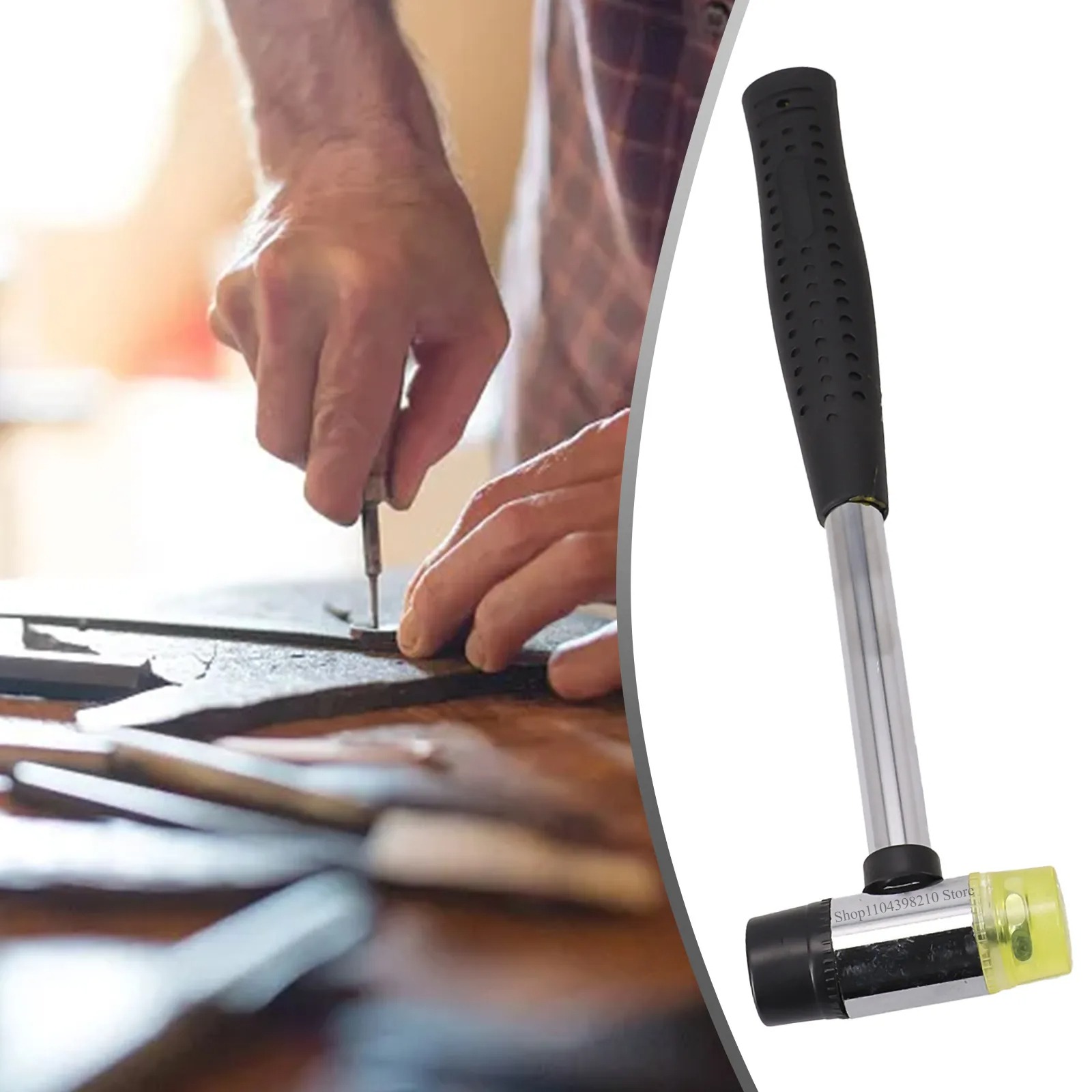 Martelo de borracha de cabeça dupla, instalação de borracha, martelo batendo, telha de chão, ferramentas de melhoria da casa, martelo de borracha