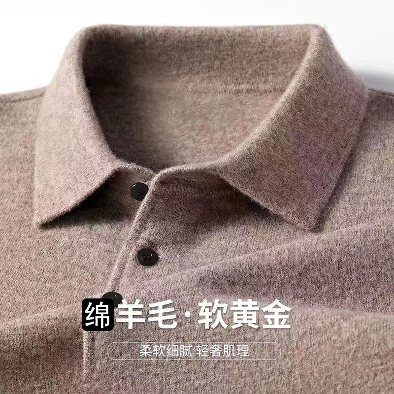 เสื้อโปโลชายนุ่มน้ําหนักเบาอบอุ่นถักหรูหราปุ่มPullover 2025 Lapelsสบายธุรกิจเสื้อกันหนาวเสื้อผ้า