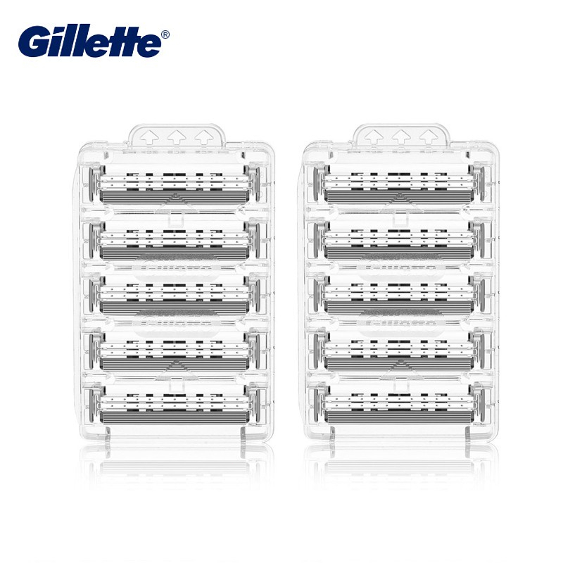 Gillette Sensor Excel Herren-Rasierklinge, Ersatzköpfe, Gesichtsbart, Rasur, Haarentfernung, doppellagige Rasierklingen für Männer, 10 Stück