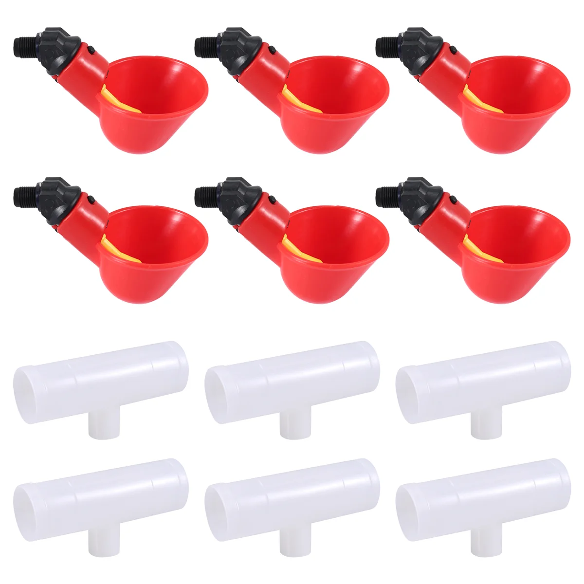 Frango Waterer Copos, Acessórios para Tee Alimentador, Waterer automático para patos codorna, 6pcs