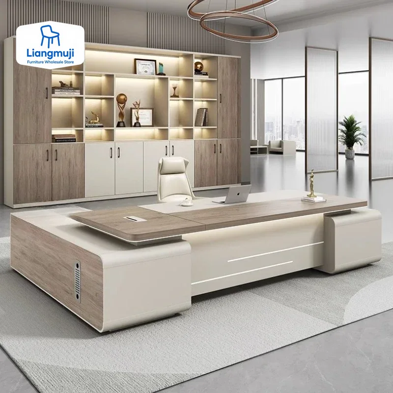 Light Luxury Boss Office Desk Wooden Storage Designer Vintage Unique Desk High Quality Modern Executive Schreibtisch Furniture