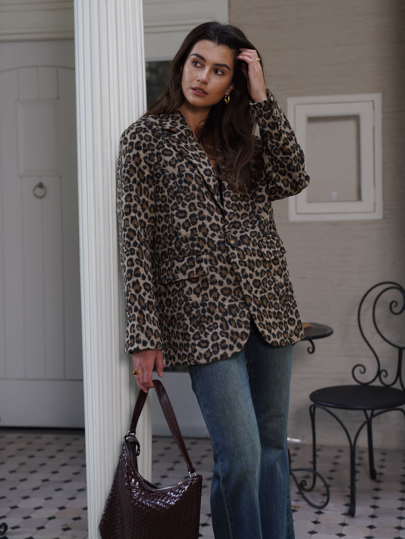 2025 Fall / Autumn Winter New Women Fashion Basic Leopard Jacket Basic Blazer