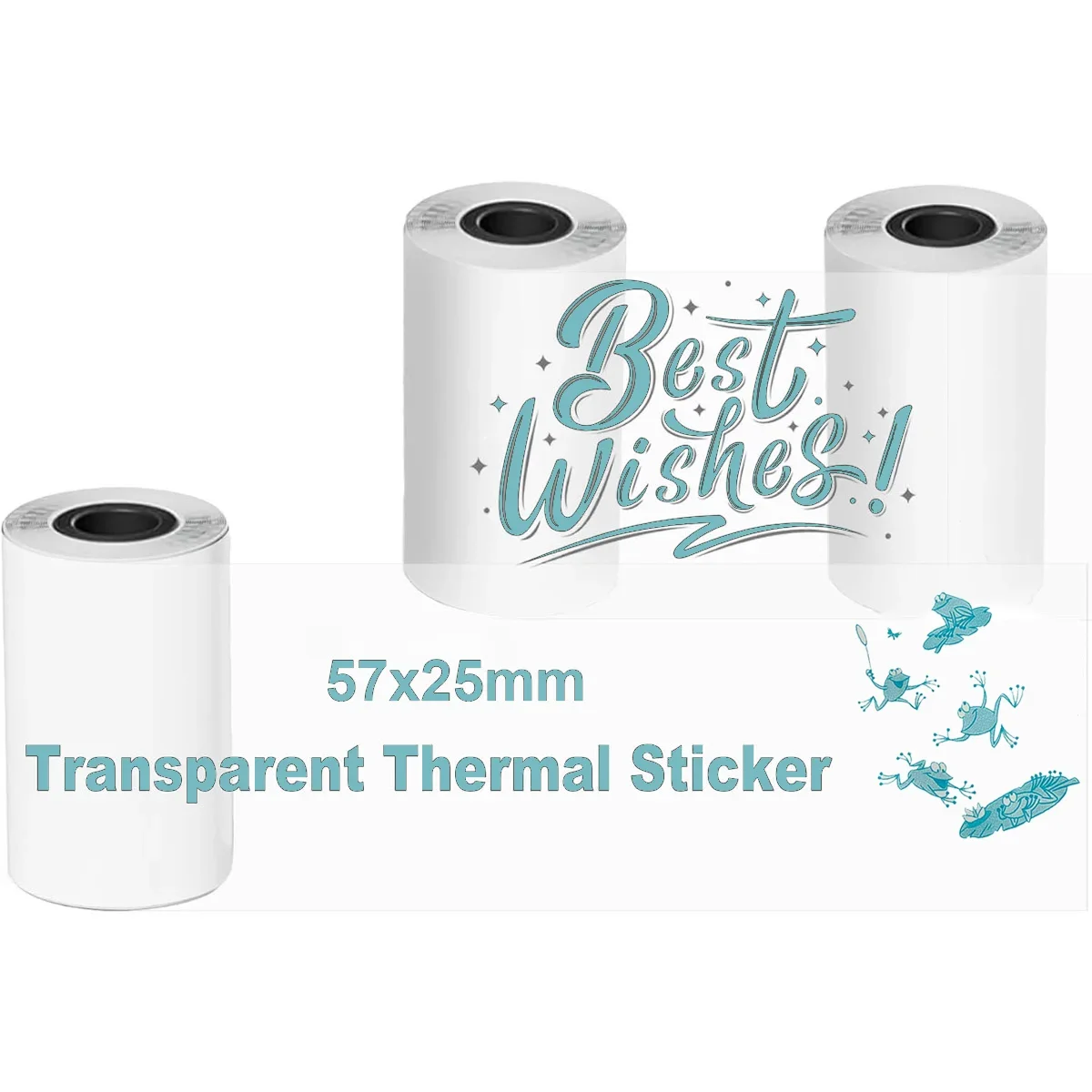 Transparent Self-Adhesive Thermal Paper Cyan/Pink/Blue/Black on Clear Glossy For Mini Thermal Printer 57x25mm For Scrapbook Note