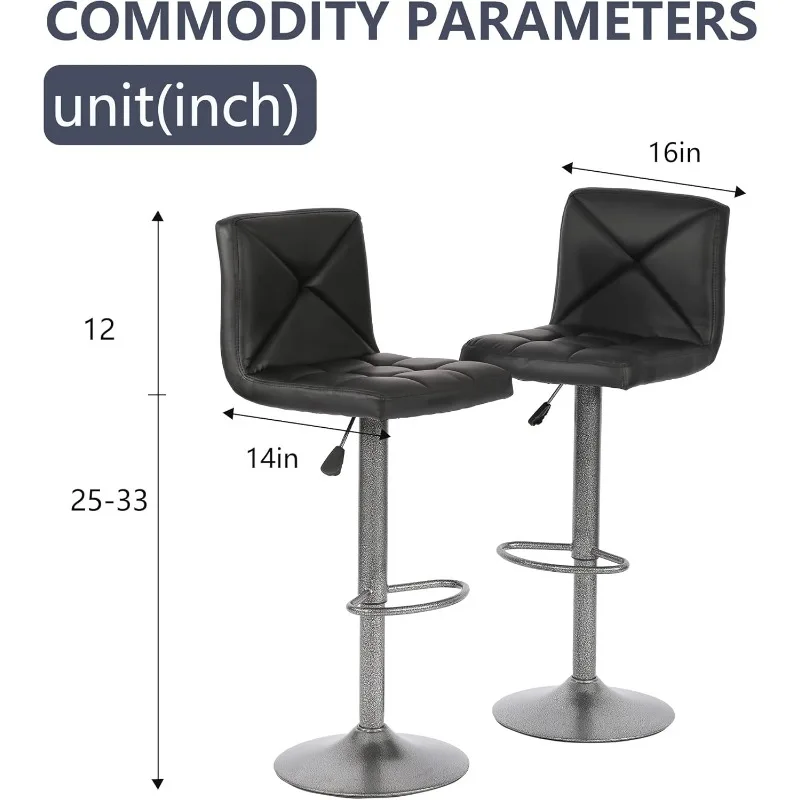 Bar Stools Set of 2 Counter Height Swivel Stool PU Leather Modern Height Adjustable Swivel Barstools Hydraulic Chair Bar Stools