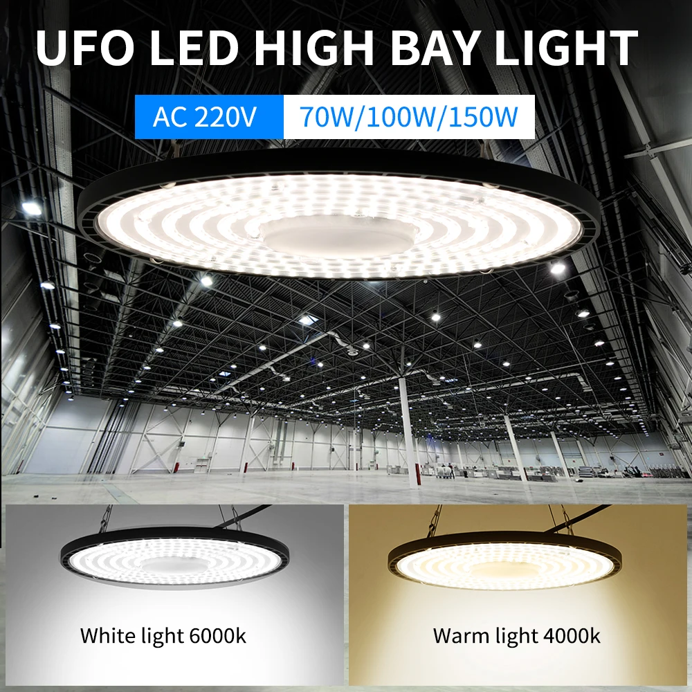 UFO High Bay Light 70W 100W 150W IP65 Wasserdichte LED-Industriebeleuchtung für Garage Gym Factory Warehouse