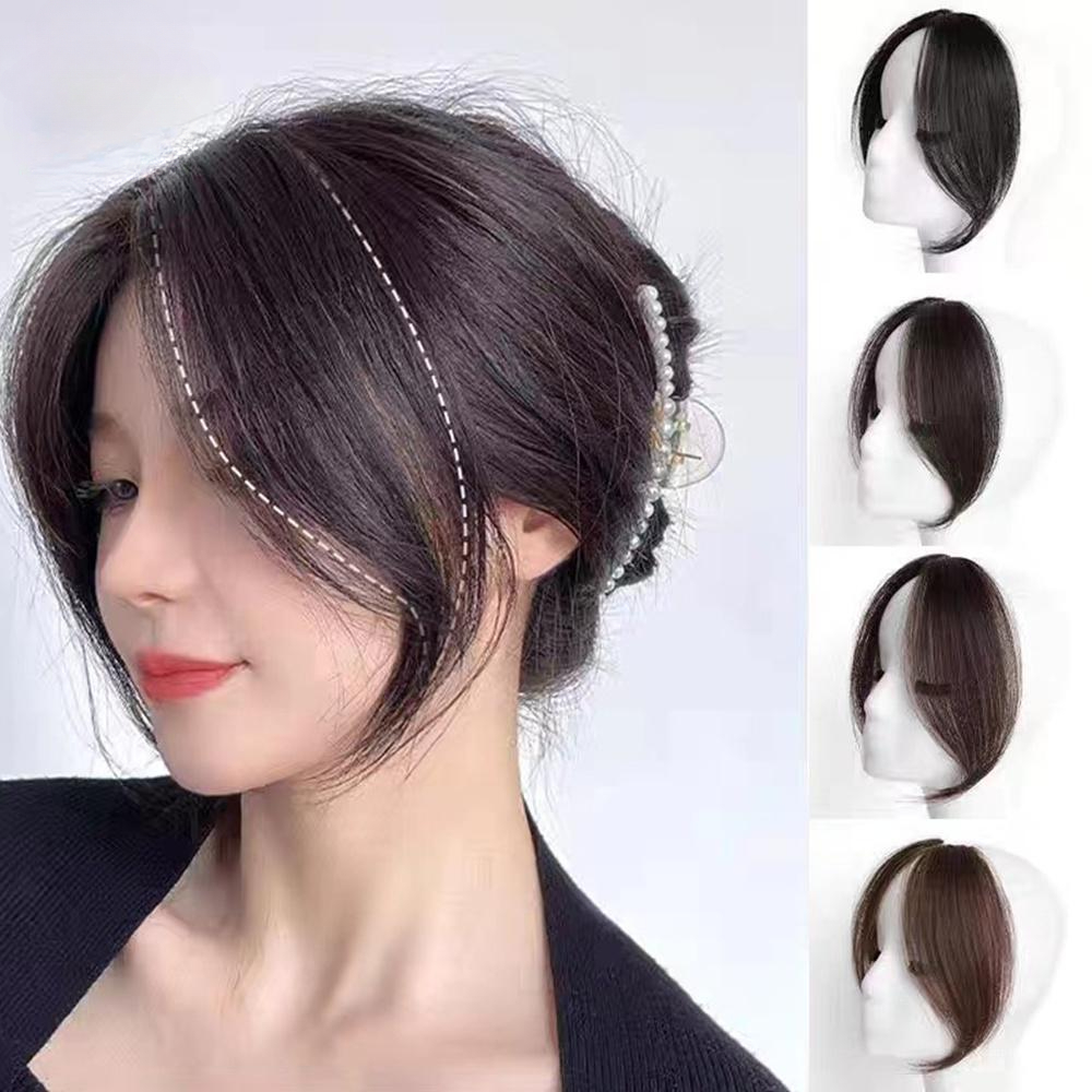 2024 peruca da moda 2 pçs sem costura natural invisível ar lado franja mostrar rosto pequeno extensão do cabelo peruca peça
