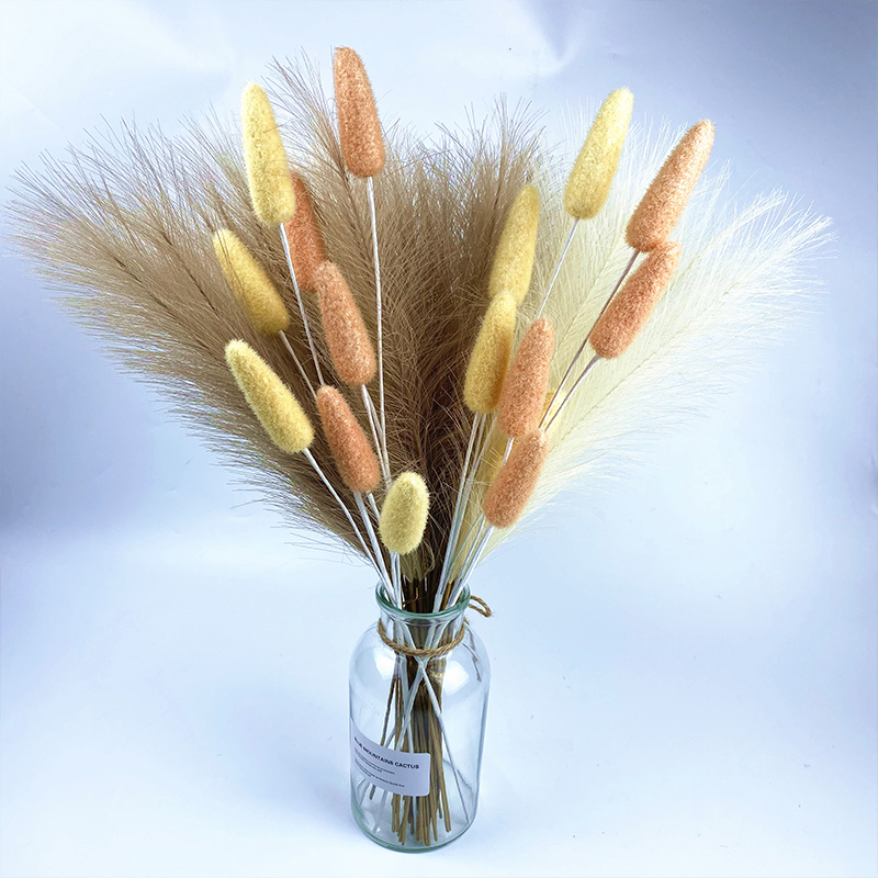 Flores artificiales para decoración del hogar, hierba de Pampas esponjosa de 55CM y 10 piezas, planta falsa, caña simulada, fiesta de boda