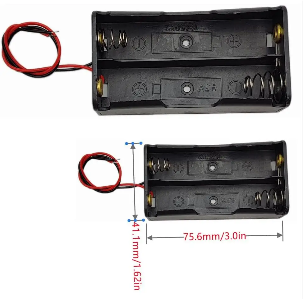 3 pezzi 18650 scatola portabatteria 1 slot custodia per batteria da 3,7 V contenitore in plastica per celle 1/2/3/4 con collegare cavi neri rossi