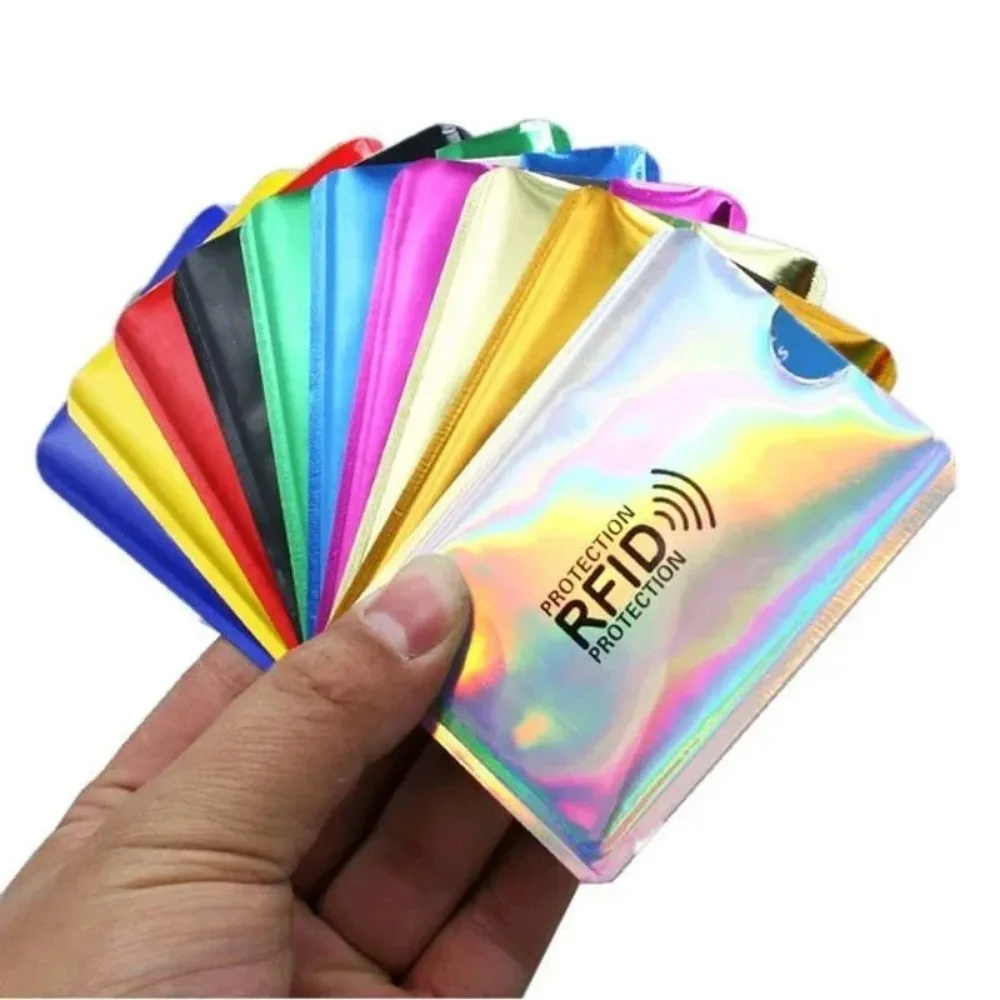 Fundas de bloqueo RFID de 10 Uds., funda segura de protección antirrobo de identidad para tarjetas de crédito, tarjeta de débito, funda de plástico transparente