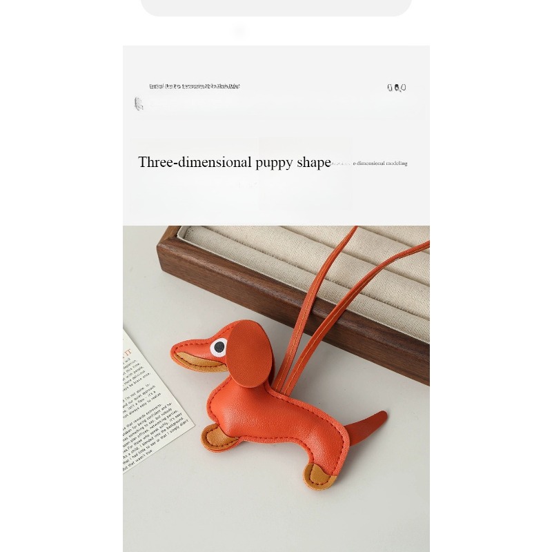 Dachshund leather pendant Korean version diy cute ins puppy bag pendant lanyard couple car pendant