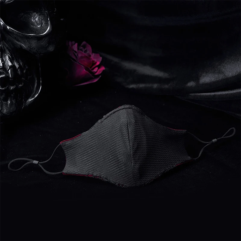 PUNK RAVE Damen Herren Sowohl Wunderschöner Gothic-Stil Edler Schuss Samt Spitze Nähte Maske Schwarz & Rot Club Modeaccessoires
