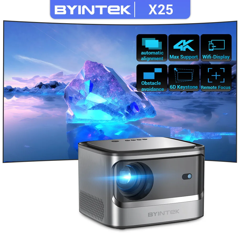 BYINTEK X25 Full HD Projektor 1080P 4K Video 900Ansi Autofokus WiFi Smart Android 9.0 LCD LED Video Heimkino Projektoren