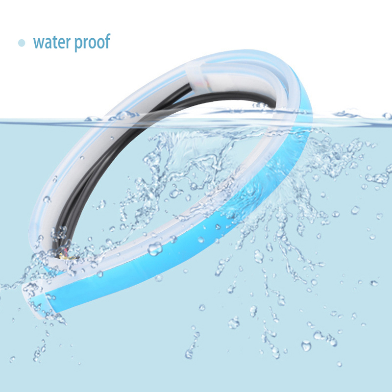 Led drl carro luz de circulação diurna flexível tira à prova dwaterproof água faróis automáticos branco sinal volta luzes fluxo freio 12v