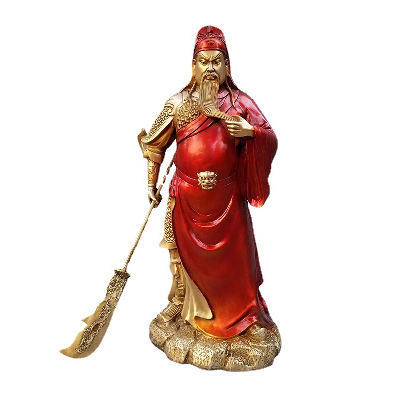 手描きのブロンズ関羽と呉の富の神の像の装飾品、呉の富の神のリビングルームの装飾、Guan Er Ye ホームエントランスデ