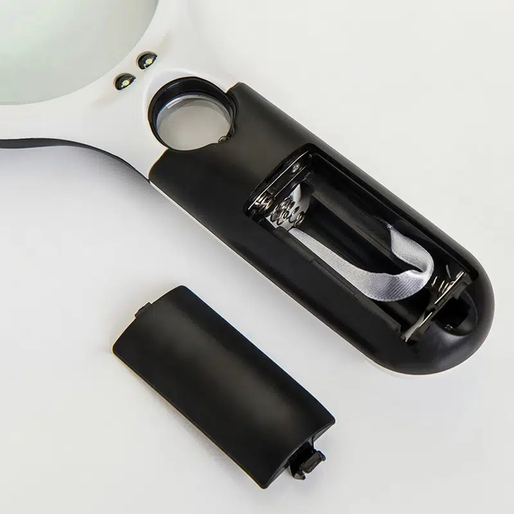White Magnifying Glass Handheld 45X Magnifier With 3 LED Light For Reading Magnifying Glass Jewelry Loupe