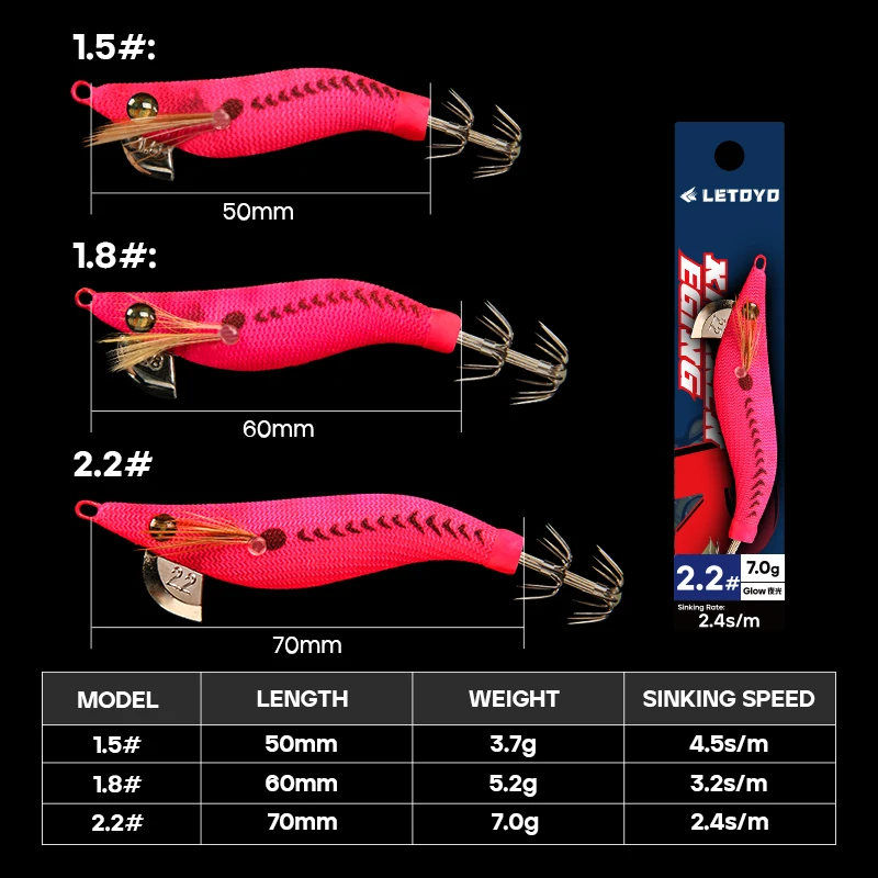 LETOYO Mini Mực Jig 1.5 #1.8 #2.2 # Tôm Giả Mực Móc Dạ Quang Jigging Mồi Dụ Cá Bạch Tuộc Mồi mực Nang Biển Giải Quyết
