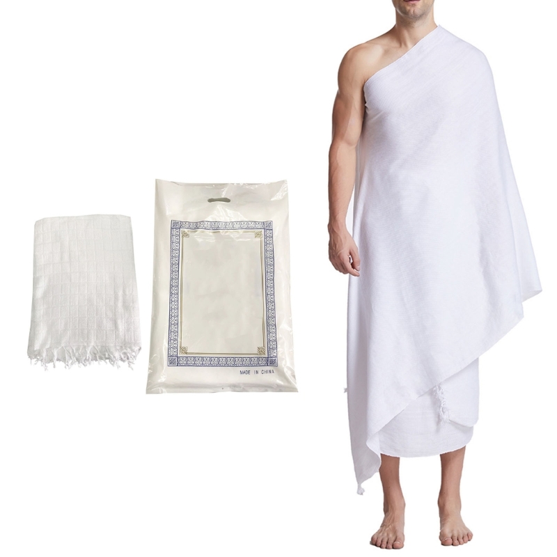 Baumwoll-Ihram-Handtuch-Set, islamisches Gebet, Anbetung, Kostüme, Schal, Jubba Thobe