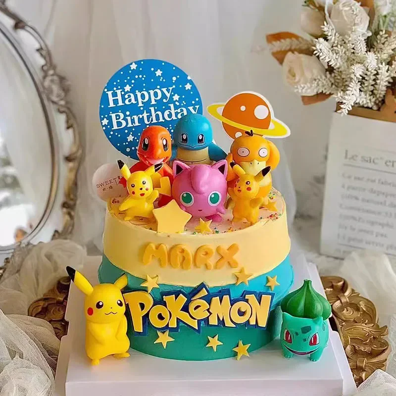 포켓몬 케이크 애니메이션 피규어 피카츄 파티, 생일 축하, 케이크 장식 용품, 소년 어린이 선물, 세트 당 13 개