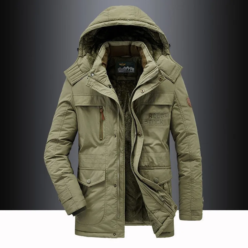 Neue Winter Männer Mit Kapuze Casual Unten Jacken Fleece Warme Lange Parkas Werkzeug Jacken Gute Qualität Männlich Im Freien Winter Mäntel Größe 5
