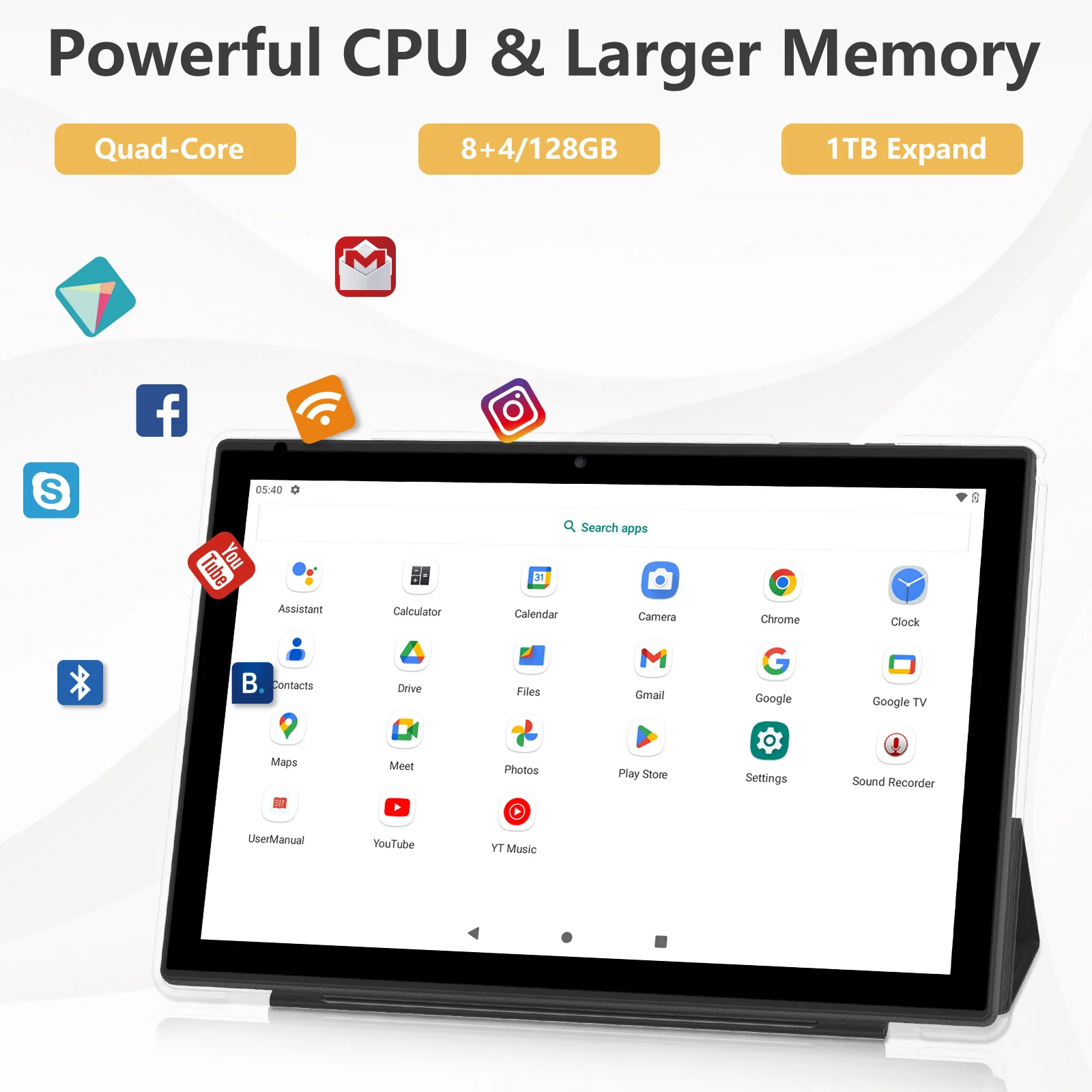 Tableta Android 13 DE 10 pulgadas, 12GB de RAM + 2023 GB de ROM/1TB, Tablet PC extensible, 2 en 1 con teclado, 128G Quad-Core, novedad de 2,0