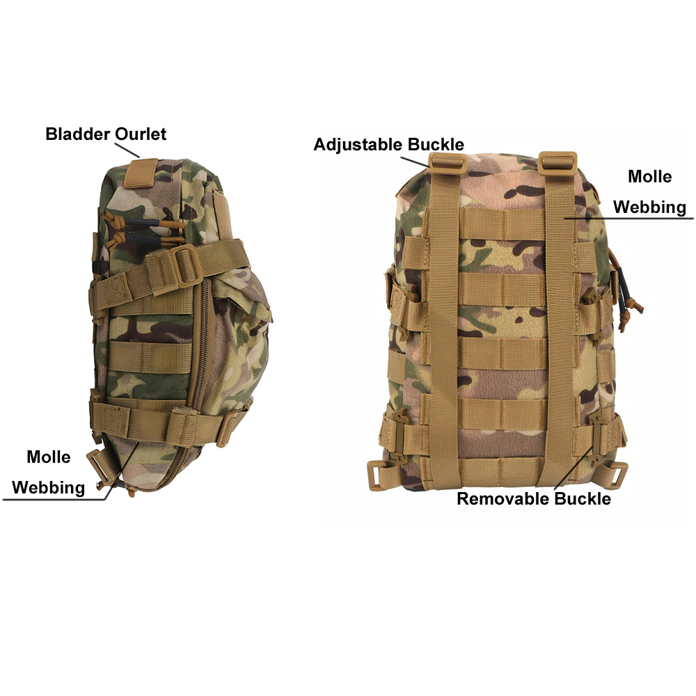 Saco de hidratação tático molle pacote de suporte de bexiga de água para colete tático mochila placa transportadora