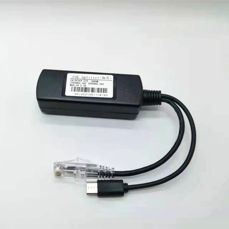 Divisor Gigabit PoE de 1000m, 48V A 5V, 2,4 A, TYPE-C/DC5521/enchufe de alimentación Micro USB, divisor de amplia aplicación