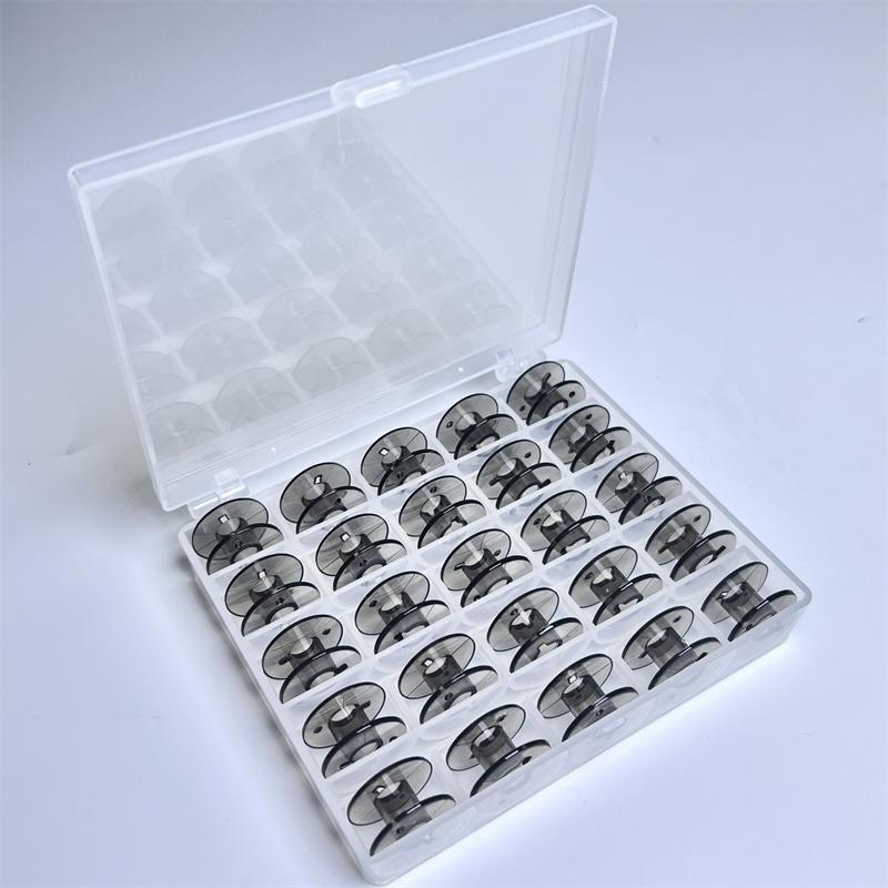 25 Gitter transparente leere Spulen Aufbewahrungsbox und 25 Stück Nähspulen Spulen mit Box für Haushalts-DIY-Nähmaschinenzubehör