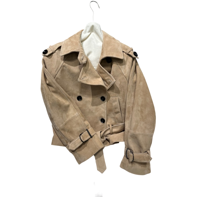 Casaco de camurça de carneiro feminino, capa pequena, tipo capa, couro bege roxo