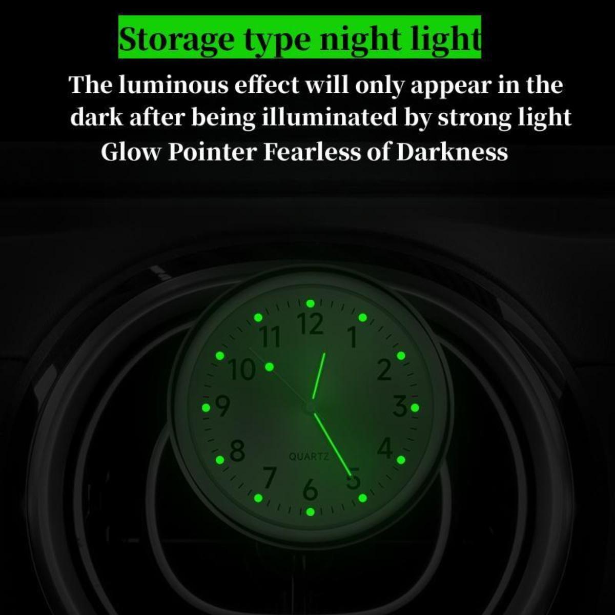 1pc Premium Luminous Mini Quartz Car Clock - Glow-in-the-Dark Dashboard Decor - Stylish & Precise for High-end Cars - Enhances