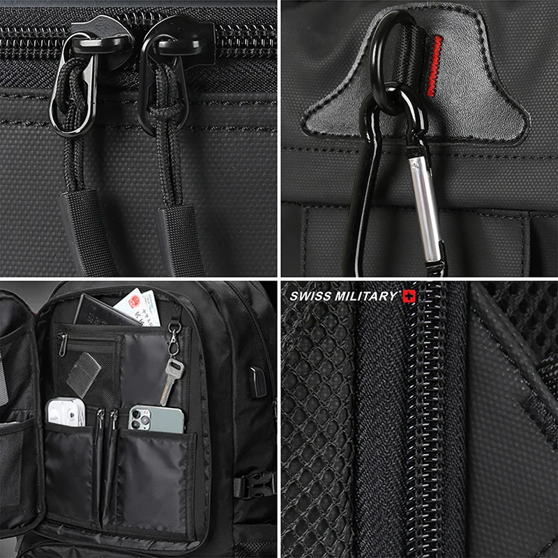 スイスミリタリー-トラベルバックパック,大容量,防水,USB拡張可能バッグ,17.3ラップトップバッグ,アウトドアスポーツ用